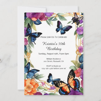 Einfache Butterfly zum Geburtstag Einladung