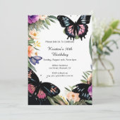 Einfache Butterfly zum Geburtstag Einladung (Stehend Vorderseite)