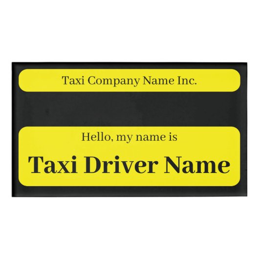 Einfache Cab Taxi Namensplatte schwarz und gelb Namenschild (Vorderseite)