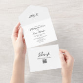 Einfache Caligraphy Schwarz-weiß Elegante Hochzeit All In One Einladung (Abreißen)