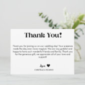 Einfache Caligraphy Skript Hochzeit danke Karte (Stehend Vorderseite)