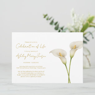 Einfache Calla-Lilien-Feier-des-Lebens-Bestattung Einladung