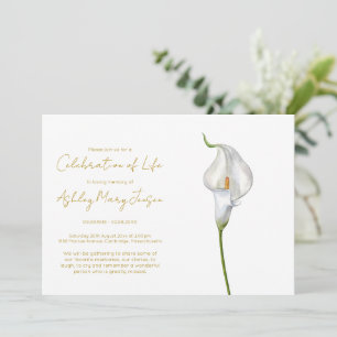 Einfache Calla-Lilien-Feier-des-Lebens-Bestattung Einladung