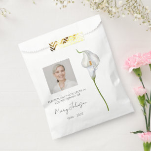 Einfache Calla-Lilien-Foto-Trauer-Samen Geschenktütchen