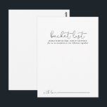 Einfache Calligrafie-Eimerkarte Postkarte<br><div class="desc">Diese kalligraphischen Hochzeitskarten sind die perfekte Wahl für einen rustikalen Hochzeitsempfang oder Brautparty. Das einfache und elegante Design zeichnet sich durch klassische und extravagante Schriftzeichen in Schwarz und Weiß aus. Ändern Sie den Wortlaut in Anzug jedes Lebensereignisses. Das Schild der Schaufelliste wird separat verkauft.</div>