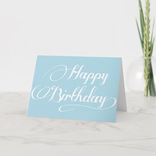Einfache Calligrafie Light Blue Happy Birthday Car Karte (Vorderseite)