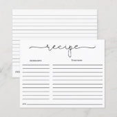 Einfache Calligrafy Brautparty Rezept Card (Vorne/Hinten)