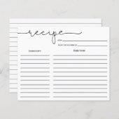 Einfache Calligrafy Brautparty Rezept Card (Vorne/Hinten)