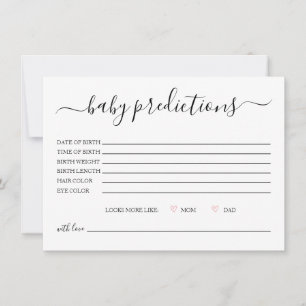 Einfache Calligraphy Baby Predictions Card Einladung