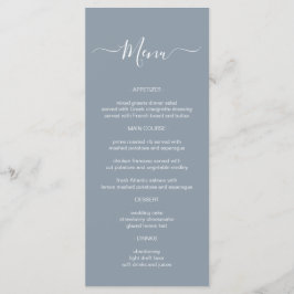 Einfache Calligraphy Dusty Blue Wedding Menu Card Menükarte