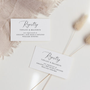 Einfache Calligraphy Wedding Gift Registry Cards Begleitkarte