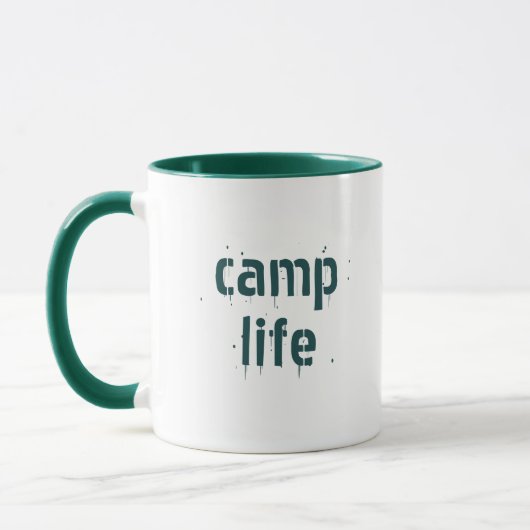 Einfache Camp Leben Blaue Wasserfarben Pinien Bäum Tasse (Links)