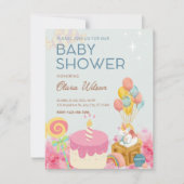 Einfache Candy Pink Fun Baby Girl Dusche Einladung (Vorderseite)