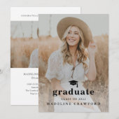 Einfache Cap mit Foto Graduation Party Einladung (Vorne/Hinten)