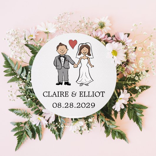 Einfache Cartoon Hochzeit Runder Aufkleber