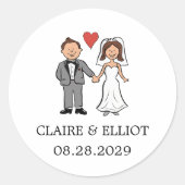 Einfache Cartoon Hochzeit Runder Aufkleber (Vorderseite)