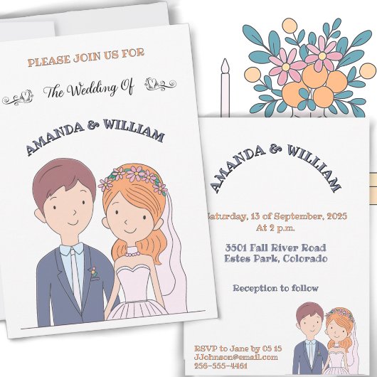 Einfache, Cartoon-Ike-Ehevorstellung Einladung