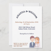 Einfache, Cartoon-Ike-Ehevorstellung Einladung (Rückseite)