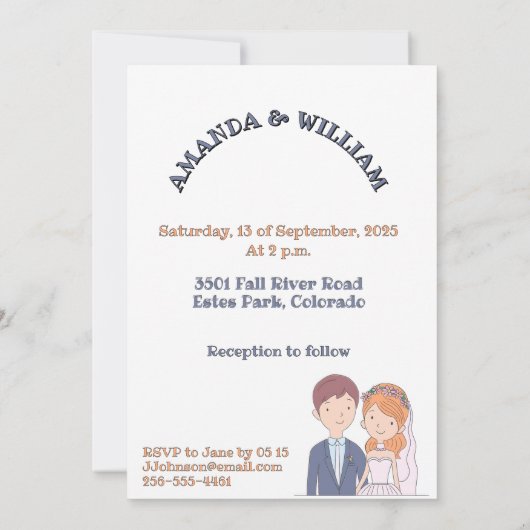 Einfache, Cartoon-Ike-Ehevorstellung Einladung (Rückseite)