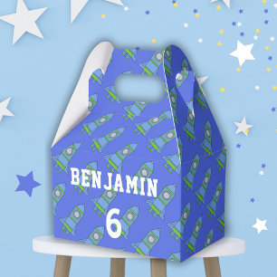 Einfache Cartoon Rocket Blue Kid`s Geburtstag Geschenkschachtel