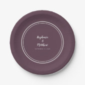 Einfache Cassis Lila Moderne Braut & Hochzeit Pappteller (Vorderseite)