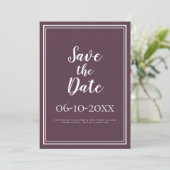 Einfache Cassis Save the Date Hochzeitkalligrafie (Stehend Vorderseite)