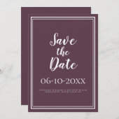 Einfache Cassis Save the Date Hochzeitkalligrafie (Vorne/Hinten)