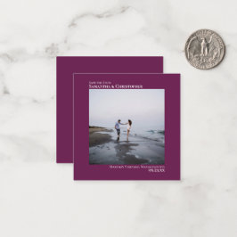 Einfache Cassis Wedding Save the Date Foto Mini Mitteilungskarte