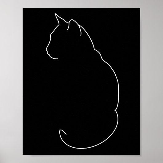 Einfache Cat Line Zeichnend Poster (Vorne)