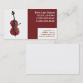 Einfache Cello-Unterrichtsmusikkarten Visitenkarte (Vorne/Hinten)