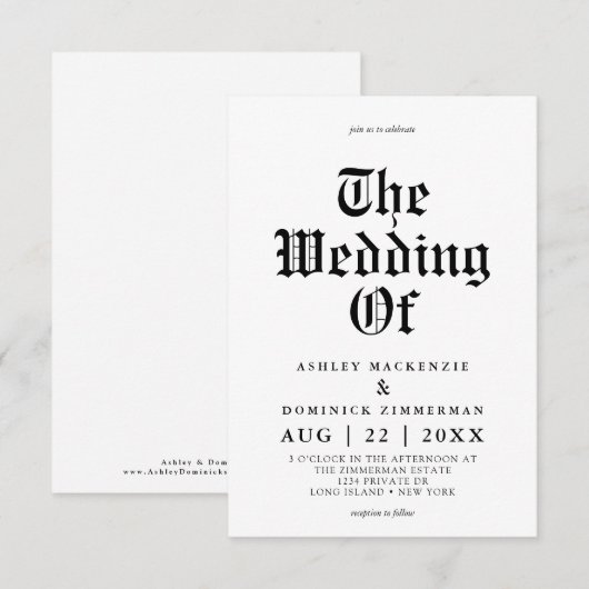 Einfache Celtic Calligraphy Wedding Einladung (Vorne/Hinten)