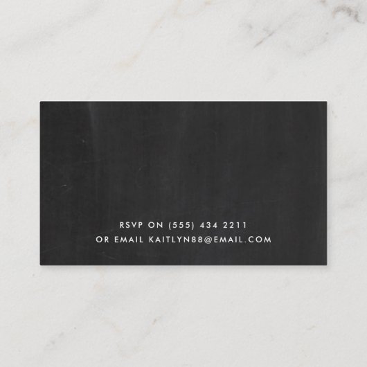 Einfache Chalkboard-Effekt-Junggeselinnen-Abschied Begleitkarte (Rückseite)