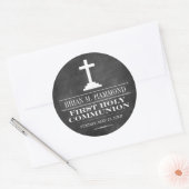 Einfache Chalkboard Erste Heilige Kommune Runder Aufkleber (Umschlag)