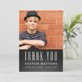 Einfache Chalkboard Foto Abschluss Danke Karte (Stehend Vorderseite)
