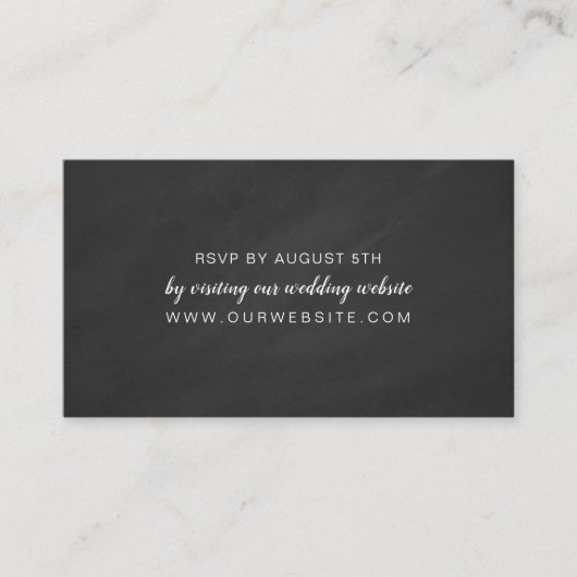 Einfache Chalkboard Hochzeit RSVP Online-Karte Begleitkarte (Vorderseite)