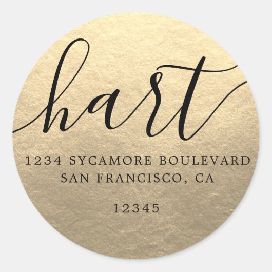 Einfache Champagne Gold Family Rücksendeadresse Runder Aufkleber (Vorderseite)