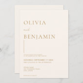 Einfache Champagner Elegante Hochzeitseinladung Einladung (Vorne/Hinten)