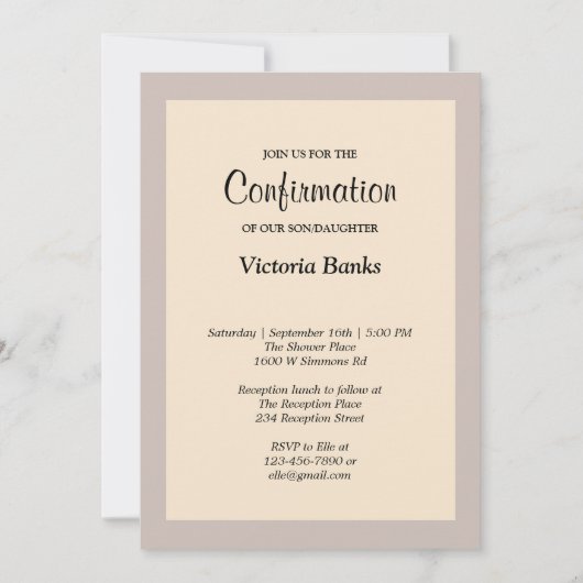 Einfache Champagner-Gerahmte Bestätigung Einladung (Vorderseite)