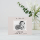 Einfache Champagner Pink Geburtsankündigung Ankündigungspostkarte (Stehend Vorderseite)