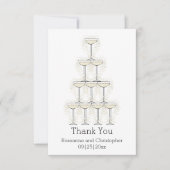 Einfache Champagnergläser Hochzeit Dankeskarte (Vorderseite)