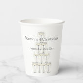 Einfache Champagnergläser Hochzeit Pappbecher (Rückseite)