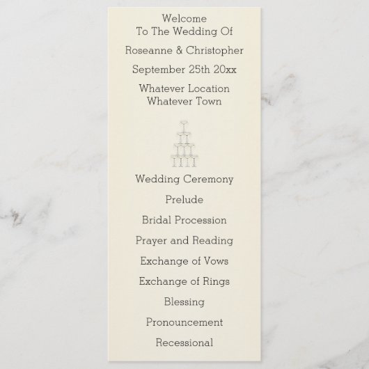 Einfache Champagnergläser Hochzeit Programm (Vorderseite)