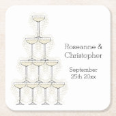 Einfache Champagnergläser Hochzeit Rechteckiger Pappuntersetzer (Vorderseite)