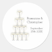 Einfache Champagnergläser Hochzeit Runder Aufkleber (Vorderseite)