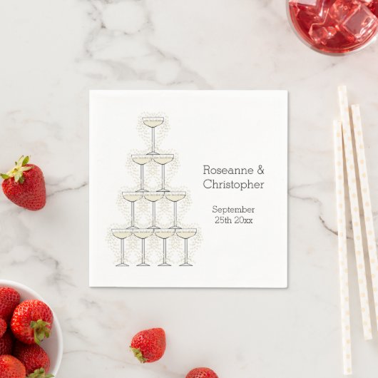 Einfache Champagnergläser Hochzeit Serviette (Beispiel)