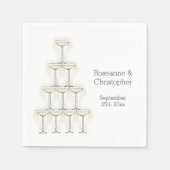 Einfache Champagnergläser Hochzeit Serviette (Vorderseite)