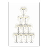 Einfache Champagnergläser Hochzeit Tischnummer (Rückseite)
