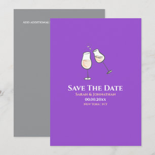Einfache Champagnergläser toasten lila schlicht Save The Date