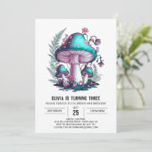 Einfache, charmante digitale Pilzkammer zum Geburt Einladung (Stehend Vorderseite)