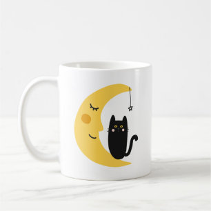 Einfache charmante, sprichwörtliche Mondkatze in d Kaffeetasse